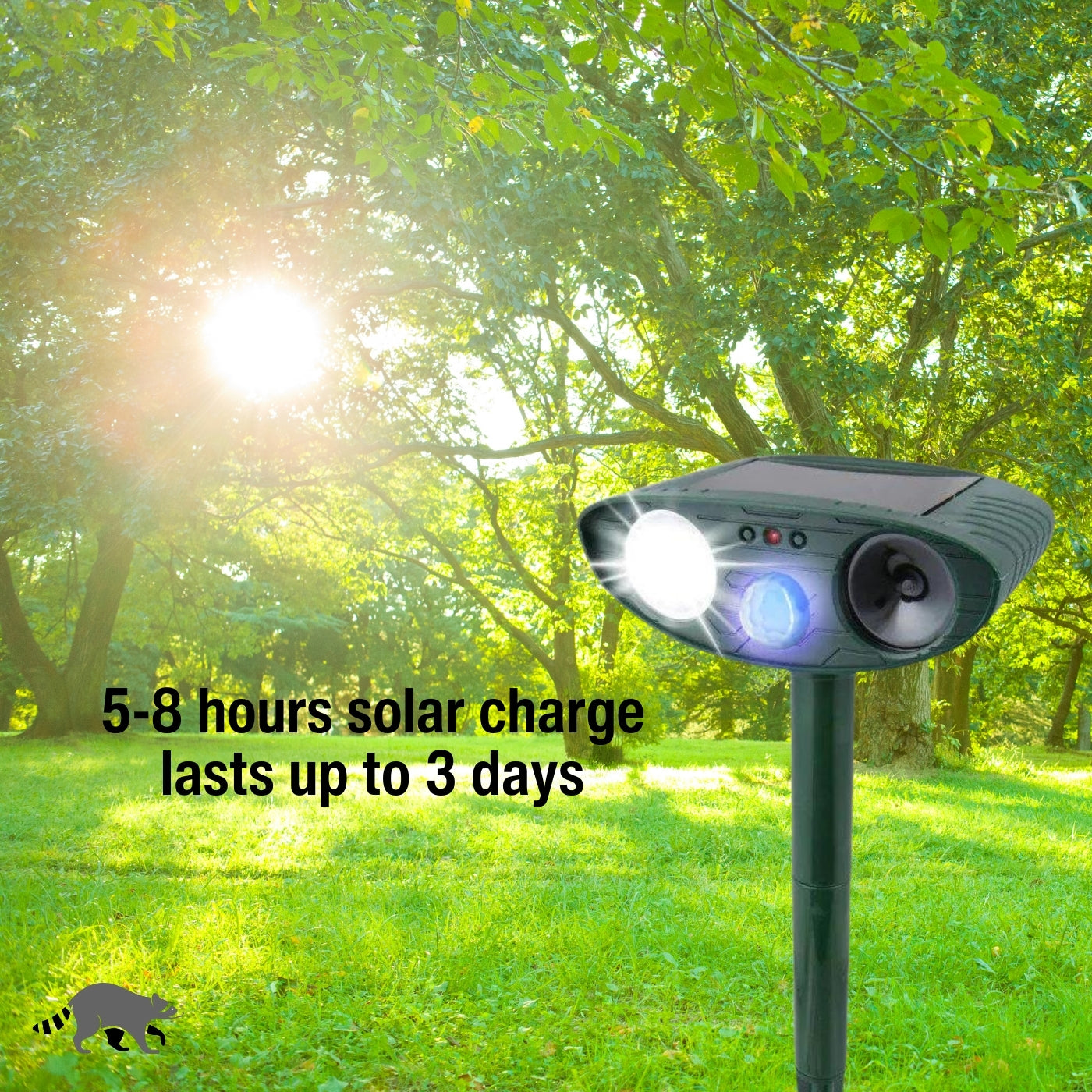 Solar-Powered Ultrasonic Raccoon Repeller